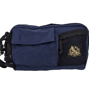Eddie Bauer Navy Blue Waist Fanny Pack With Pockets – Nylon Zip Crossbody Bag